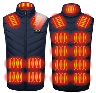 HGTRH Gilet Chauffant avec Chauffage en Fibre de Carbone, Veste Chauffante avec 3 Niveaux de Temp Réglable Lavable pour Hommes et Femmes pour Chaleur Hivernale en Extérieur 17 Zones Black 4XL