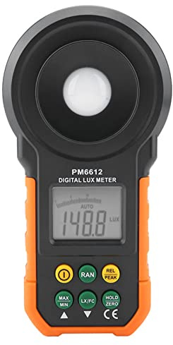 Asixxsix Digitales Luxmeter – PM6612/PM6612L Lichtmessgerät für Leuchtstofflampen, Metallhalogenidlampen und Lampen – Kompaktes und Tragbares Design mit Hintergrundbeleuchtetem LCD, Geeignet für