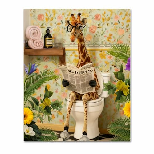 WEMEON Peinture par numéros pour adultes (40 x 50 cm) - Girafe - Kit de peinture par numéros - Avec 3 pinceaux - Peinture acrylique peinte à la main - Peinture à l'huile sur toile pour décoration