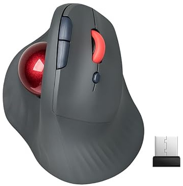 Mouse trackball verticale wireless a doppia modalità, mouse ergonomico Bluetooth con controllo del pollice con clic silenziosi, design ergonomico CPI regolabile, batteria integrata da 500 mAh