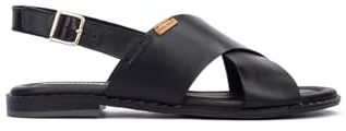 Pikolinos Algar Flache Sandalen Damen | Leder | Schnallenverschluss | Schwarz