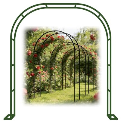Arco de Jardin para Plantas Trepadoras, 260 120 180 400 300 200 220 140 cm Arcos de Rosas Metálico para Rosales y Plantas Trepadoras, Fiesta de Bodas Decoracion(Verde,W150cm x H240cm x D40cm)