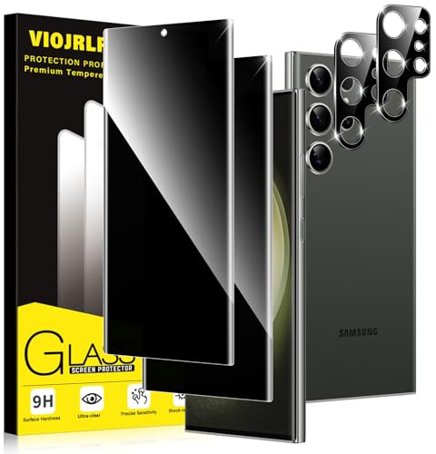 Viojrlra Privacy Pellicola Protettiva per Samsung Galaxy S23 Ultra 5G con Protezione Fotocamera,Anti Spy Vetro Temperato 9H Durezza Anti Spia Vetrino Protettivo,Senza Bolle,HD,2+2 Pezzi