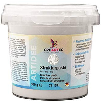 CREARTEC Strukturpaste - Spachtelcreme für strukturreiche Gestaltung - feinkörnig - Farbe: Weiß - 500 g - Made in Germany