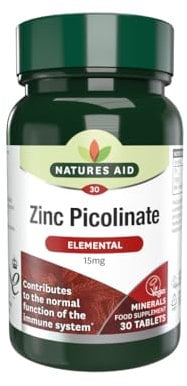 Natures Aid - Minerals - Zinc Picolinate 15 Milligrams 30 Tablets