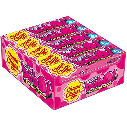 Chupa Chups Big Babol Bubble Gum, Tutti Frutti Tongue Painter Sweets, Suitable for Vegetarians - 20 x 6 Piece Packs