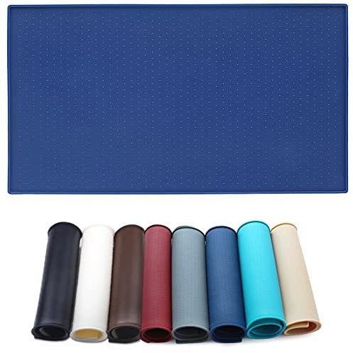 AMZNOVA Dog Food Mat Matguard Dog Bowl Mat, Placemat Food Tray with Lip & Raised Edges for Floor, Waterproof & Silicone for Pet Cat, L, Navy Blue