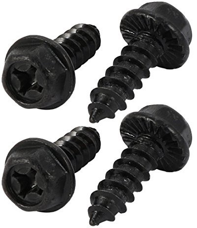 Sourcingmap M6x20mm Iron Zinc Plated Self-Tapping Hex Flange Phillips Drive Blot Screw 4pcs