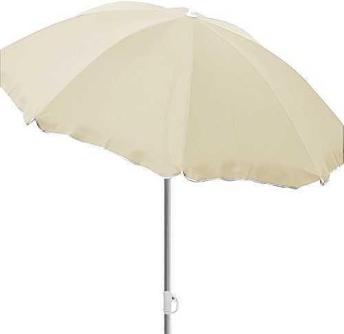 Mojawo Parasol inclinable en polyester Parasol pour la plage et le jardin Beige Diamètre 1,80 m Protection UV