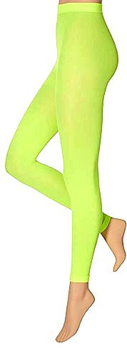 krautwear Legging pour femme fille 60 den Carnaval Yoga Noir Rouge Bleu Blanc Rouge Fluo Rose Vert Jaune, jaune fluo, Large - X-Large