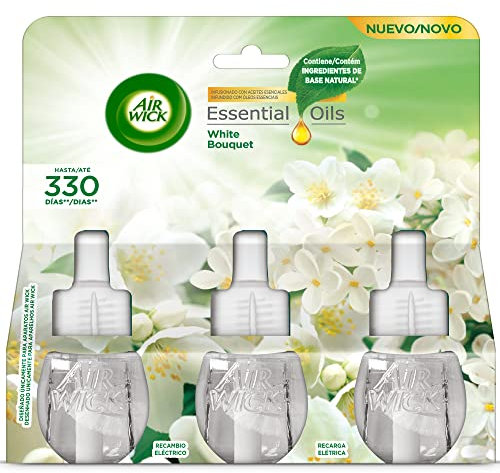 Air Wick Eléctrico - Recambios de ambientador automático eléctrico, aroma a White Bouquet - 3 x 19ml