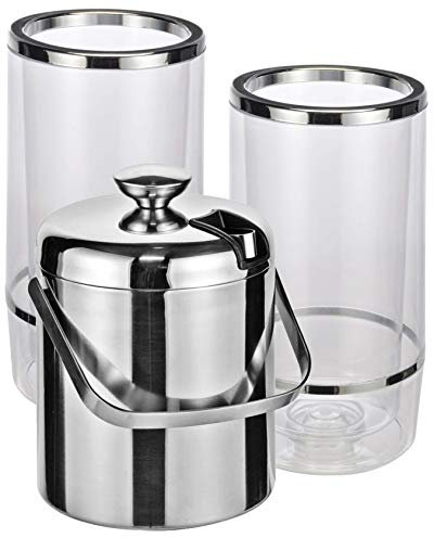 Bambelaa! Weinkühler Sektkühler Flaschenkühler doppelwandig (Plastik, 2 Stück + Eiseimer)