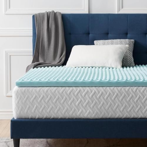 LUCID Double Topper | Ergonomic Wave Design | Memory Foam Mattress Topper with Cooling Gel | 5 cm high, 150 x 200 cm