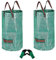 Lot de 2 grands sacs à déchets de jardin de 120 L (H 76 cm, P 45 cm) et 1 gant de jardinage, sac à déchets de jardin, sacs poubelle étanches avec poignées, sacs à herbe indéchirables