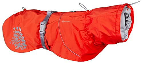 Hurtta Monsoon ECO Hunderegenmantel, wasserdicht Regenjacke für Hunde mit Reflektoren, 100% recyceltem Material, Rot 80cm