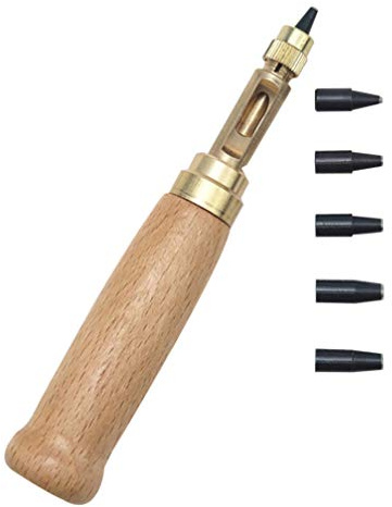 Healifty 6pcs Adjustable Japanese Screw Hole Punch Bookbinding Tool Paper Punch Craft Punch with Wood Handle
