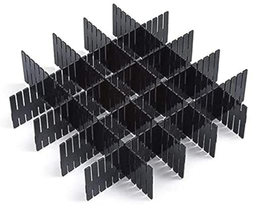 Ygapuzi 8pcs DIY Kunststoffgitter Schubladenunterteiler Verstellbarer Schubladenorganisator Aufbewahrungsabscheider für Schrank, Schreibtisch, Küche, Make-up-Werkzeuge, Unterwäsche, Socken (Schwarz)