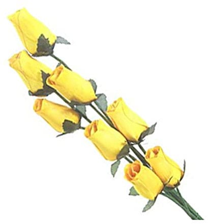 Homestreet Rose in legno in molti colori – 8 steli singoli di bocciolo di rosa legati in un mazzo – Espositore di fiori piccoli di qualità (giallo)