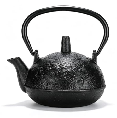 Théière en fonte 0.3L avec infuseur, service à thé japonais ensemble de théière japonaise en fonte sur la cuisinière théière noire en fonte pour père adulte