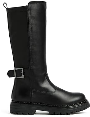 Nero Giardini I533462F Stivali Teen da Ragazza in Pelle E Materiale Tecnico - Nero 35 EU