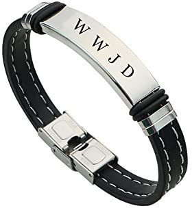 Stilvolles WWJD Armband,What Would Jesus Do Silikon Armreif,Inspirierendes Christus Jesus Weisheits Anleitungs Armbänder,Personalisierter Gravierter religiöser Schmuck für Christliche Frauen Männer
