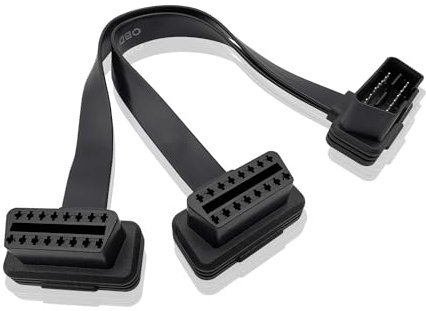 iYueMps OBD2 Adapter, 30cm OBD2 Y Kabel, 1 Stecker auf 2 Buchse, 16 Pin, Schwarz, Universell für OBD-Diagnosewerkzeuge und Codeleser