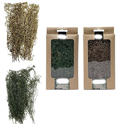 Cayway 2 Stück MiniaturSträucher, Modellbusche, 2 Farben, lange Sträucher, Vegetationsgruppen, Modell, Gras, Tufts für DIY, Architektur, Gebäude, Modellbahn, Eisenbahn, Zug, Diorama, Garten,