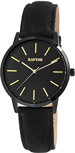 Raptor Sunny Damen-Uhr Leder Dornschließe analog Quarz RA10214 (schwarz)