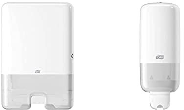 Tork Xpress Spender für Multifold Papierhandtücher 552000, Elevation Design H2, weiß & Tork Spender für Flüssigseife, Sprayseife und Händedesinfektionsmittel Weiß S1/S11, hygienisch, 560000