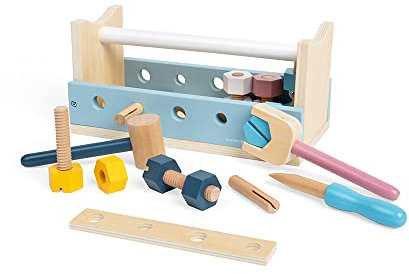 Bigjigs Toys - FSC Certified Activity Workbench - Umweltfreundliche Kleinkind -Workbench & Kids Tool Bank mit Holzwerkzeugen über 12 Monate, Qualitätsrollenspiel -Konstruktion Spielzeug