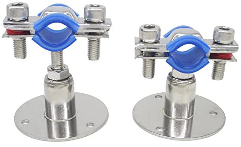 Juego de 2 soportes de pared de acero inoxidable, soporte de techo, soporte de tubo, soporte de tubo ajustable, abrazaderas de tubo para diámetro exterior de 15 mm a 19 mm, tipo corto …