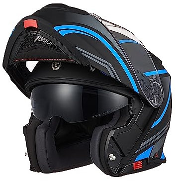 TORC Casco Moto Modulare Apribile Casco Moto Integrale Scooter con Doppia Visiera Omologato ECE 22-06