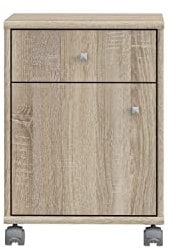 Forte Tempra 2 Rollcontainer mit 1 Tür und 1 Schublade, Holzwerkstoff, Sonoma Eiche Dekor, B x H x T: 38,6 x 54, 2 x 42 cm