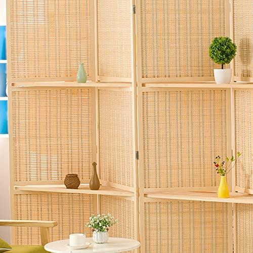 Raumteiler Trennwand, Paravent Raumtrenner Bambus Raumtrenner Mit Regal, Schlafzimmer Startseite Korridor Büro Studio Wohnung Trennwand Sichtschutz Wand Faltbar Mit Alu-Scharnier Und Holzrahmen ( Colo