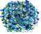 Hiziwimi 1800g(About 400Pcs) Decorative Glass Pebbles, Sky Blue Cobalt Blue Green Transparent, 17-20MM Decorative Granulates, Glass Beads for Aquariums, Gardens, Crafts & Vase Decoration