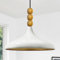 bamyum Champion Pendelleuchte aus Holz, 35 cm Hängelampe Metall E27 Moderne Esstisch Lampe, Skandinavisch Pendellampe für Schlafzimmer Wohnzimmer Küche Esstisch, Weiss Küchenlampe Hängend
