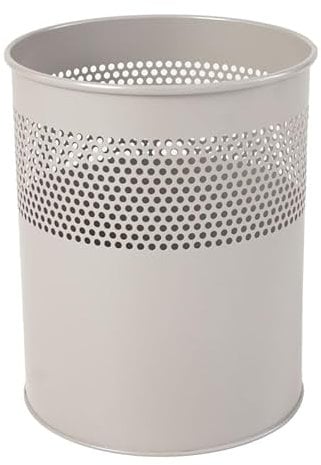 PROREGAL Runder halbperforierter Papierkorb aus Metall | 15 Liter, HxØ 32x26cm | Aluminium