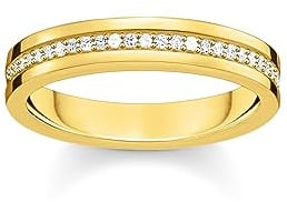 THOMAS SABO Bandring mit weißen Steinen vergoldet 750 Gelbgold Vergoldung, 925 Sterlingsilber