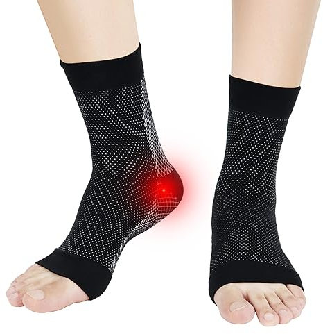 MSISILY Neuropathie Socken Orthopädische Kompressionssocken Knöchelbandage Fussbandagen Fußbandage Sprunggelenk Plantarfasziitis Medizinisch Kompressionssocken Herren Damen(Schwarz, S-M)