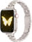 Correa delgada para iWatch para mujer compatible con Apple Watch Band Starlight de 1.614 pulgadas, 1.575 pulgadas, 1.496 pulgadas, metal de acero inoxidable, bonita y elegante, fina pulsera de moda
