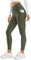 CRZ YOGA Damen Thermo Leggings mit Taschen Winter High Waist Fleece Sportleggins Yoga Leggins Warm Thermal Sporthose - 64 cm Olivgrun 38