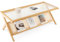 COSTWAY Table Basse, Table Salon 120 cm en Bambou avec Plateau en Verre Trempé, Porte-Revues en Rotin, Table Basse Design Naturel, Style Bohême, pour Salon, Bureau, Chambre