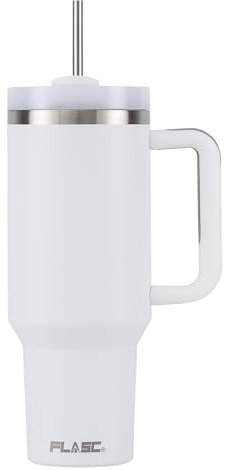 FLASC 40 oz Tumbler With Handle and Straw | 100% Leakproof Insulated Tumbler With Lid and Straw | Includes ALL Accessories: Stainless Steel Straw, Silicon Boot, Straw Cover & Cleaner (Sublimation)