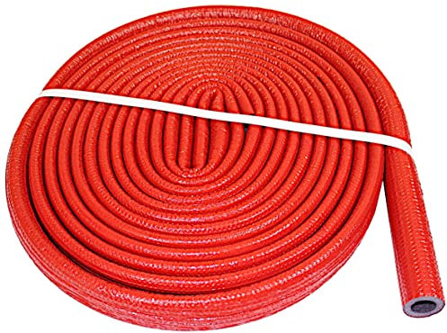 10 m Rolle PE-Rohrisolierung Isolierschlauch Rot | Schutzschlauch Heizungsrohr Isolierung mit Schutzhaut | Rohr Dämmung Schlauch Rohrdämmung Warmwasserleitung Heizung (Innendurchmesser: 18mm)