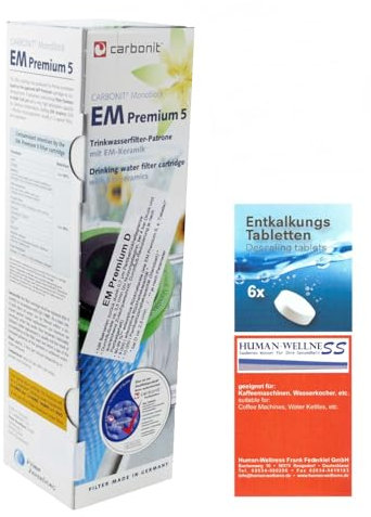 Prime Inventions Wasserfilter EM Premium 5 D höherer Durchfluss für Sanuno Vario-HP Duo | Zusätzlich Entkalkungstabs für sichere Desinfizierung und Entkalkung Ihres Filtergerätes