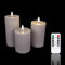 Meisterhome® 3er-Set Flammenlose LED Kerzen - Hellblau - Ribble Design Stumpenkerze - mit Fernbedienung – mit Timer - Batteriebetrieben – Warmweiß - 10/12,5/15 cm hoch - mit flackernder Flamme
