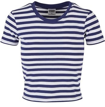 Urban Classics Maglietta da Donna a Righe T-Shirt, Bianco/Blu Scuro