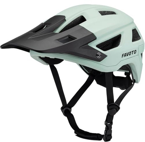 Favoto Mountain Bike Helmet Lightweight - MTB Road Magnetic Buckle Bicycle Helmet for Men Women - Adjustable Cycling Helmet for Adults Youth with CE Certificated Light Green