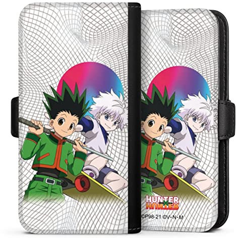 DeinDesign Flip Case kompatibel mit Samsung Galaxy S24 + Handyhülle aus Kunst Leder schwarz Klapphülle Gon Freecss Killua Zoldyck Hunter x Hunter