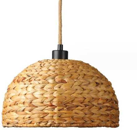 GUANSHAN Lámpara colgante de paja tejida a mano, lámpara colgante de estilo rural, lámpara colgante de paja artística, lámpara de techo, lámpara colgante decorativa para comedor, sala de estar